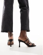 Hayes strappy mid sandal heeled mules in black