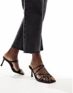 Hayes strappy mid sandal heeled mules in black