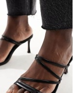 Hayes strappy mid sandal heeled mules in black