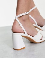 mid heel sandals with bow in white