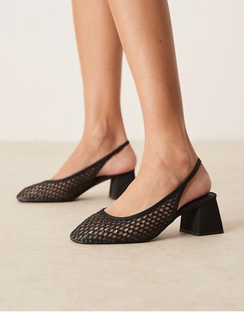 Sugar slingback mid heeled shoes in black weave