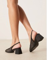 Sugar slingback mid heeled shoes in black weave