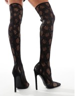 Simmi London Conny Over the Knee Lace Boot in Black