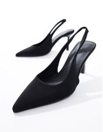Wide Fit Salty slingback stiletto mid shoes in black