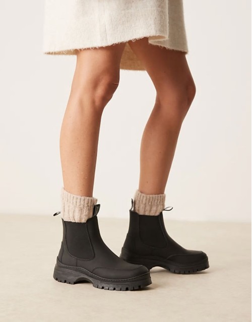 Morgan leather rubber ankle boots in black