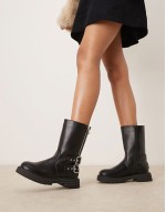 chunky chelsea boots with buckles and zip in black