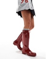 tall gloss wellington boot in red