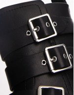 Luke chunky biker boots with buckle detail in black