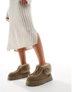 Real Sheepskin Zip Up Ankle Boot in Olive