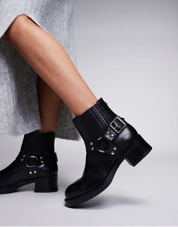Breaker Biker Ankle boot in Black Leather
