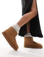 cosy platform ankle boot in chestnut brown