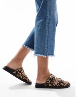 Kidman Wide Fit sandals with studded buckle strap in leoaprd
