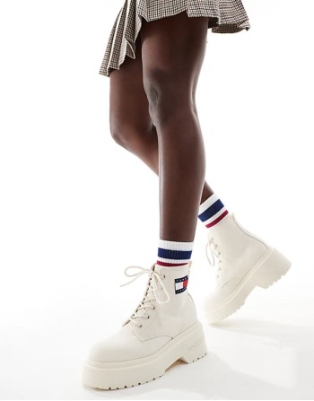 lace up festival boots in white