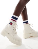 lace up festival boots in white
