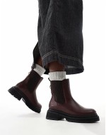Becky chunky mid ankle chelsea boots in burgundy
