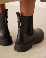 PU chunky chelsea boot in black