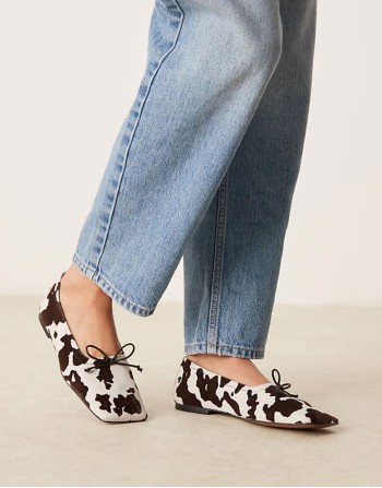 Lotus premium suede ballets in cow print