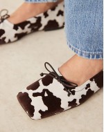 Lotus premium suede ballets in cow print