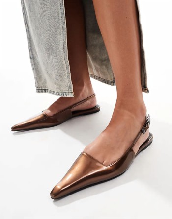 Leash slingback ballet in copper