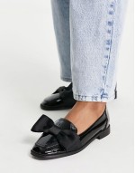 Mentor bow loafer flat shoes in black patent