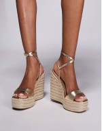Wide Fit Tamika espadrille wedges in gold