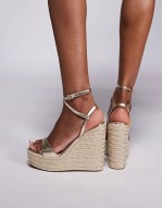 Wide Fit Tamika espadrille wedges in gold