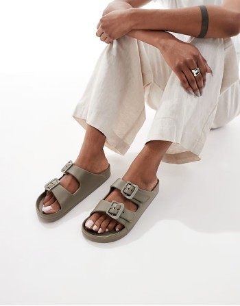 double strap sandal in light brown