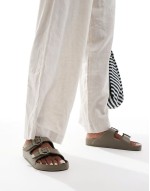 double strap sandal in light brown