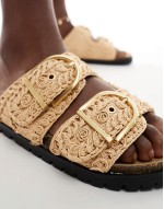 flatform double buckle sandal in beige