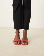 Hyped kitten heeled mules in rust