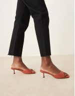 Hyped kitten heeled mules in rust