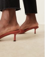 Hyped kitten heeled mules in rust