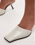 Dante leather square toe heeled mule in off white