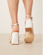 Fern high block heeled sandals with bow detail in satin ivory